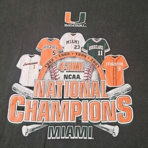 Vintage University Of Miami 2001 National Champions Baseball T Shirt Large
